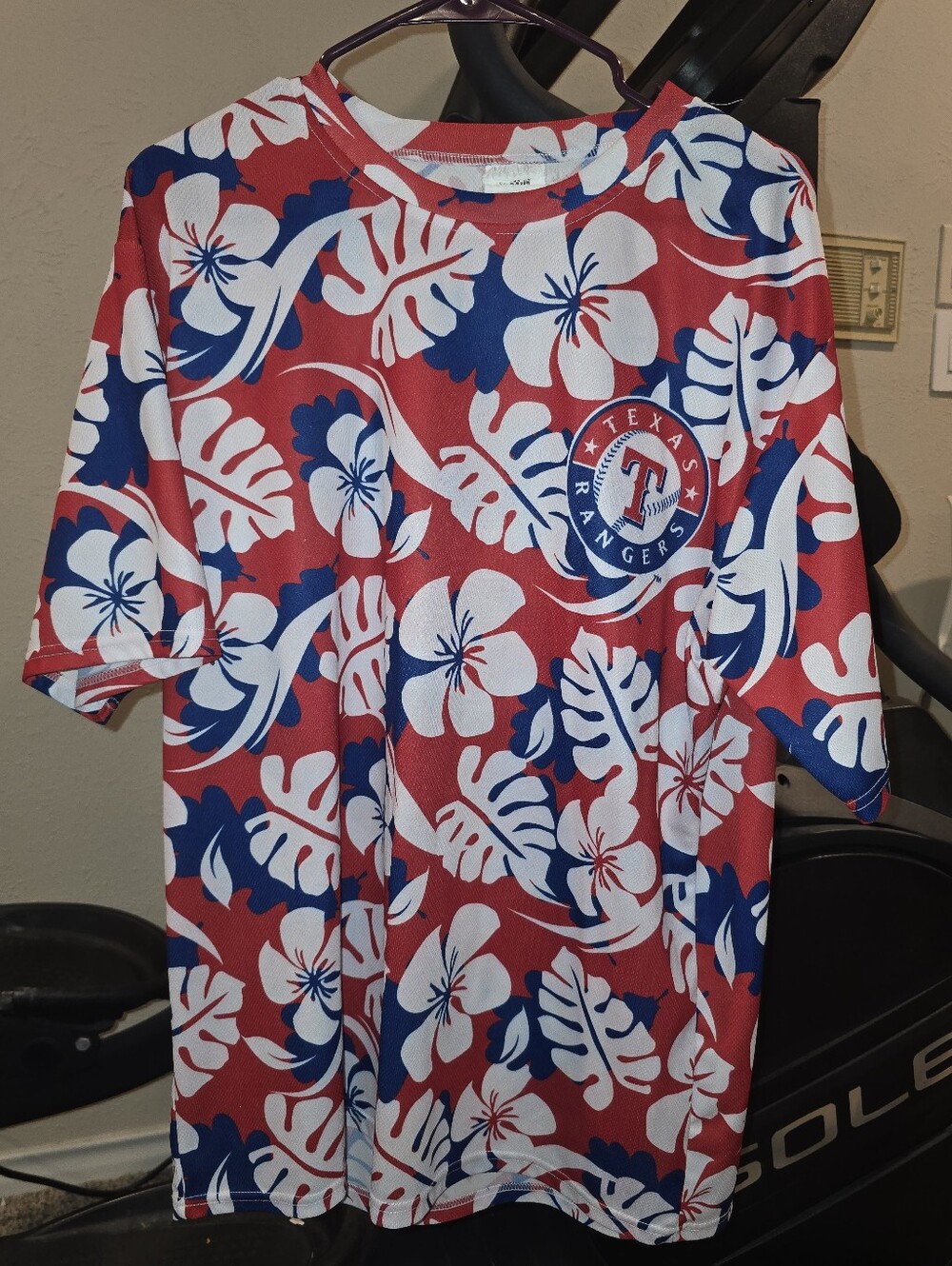 Texas Rangers Floral Team Tee - Red White Blue HAWAIIAN style XL